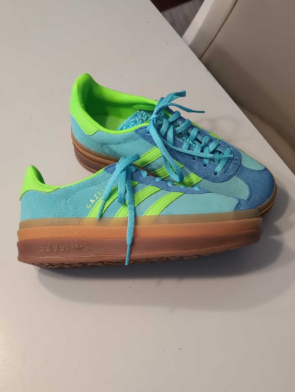 adidas Gazelle Platform Sneakers Blue Glow / Solar Green / Bright Blue